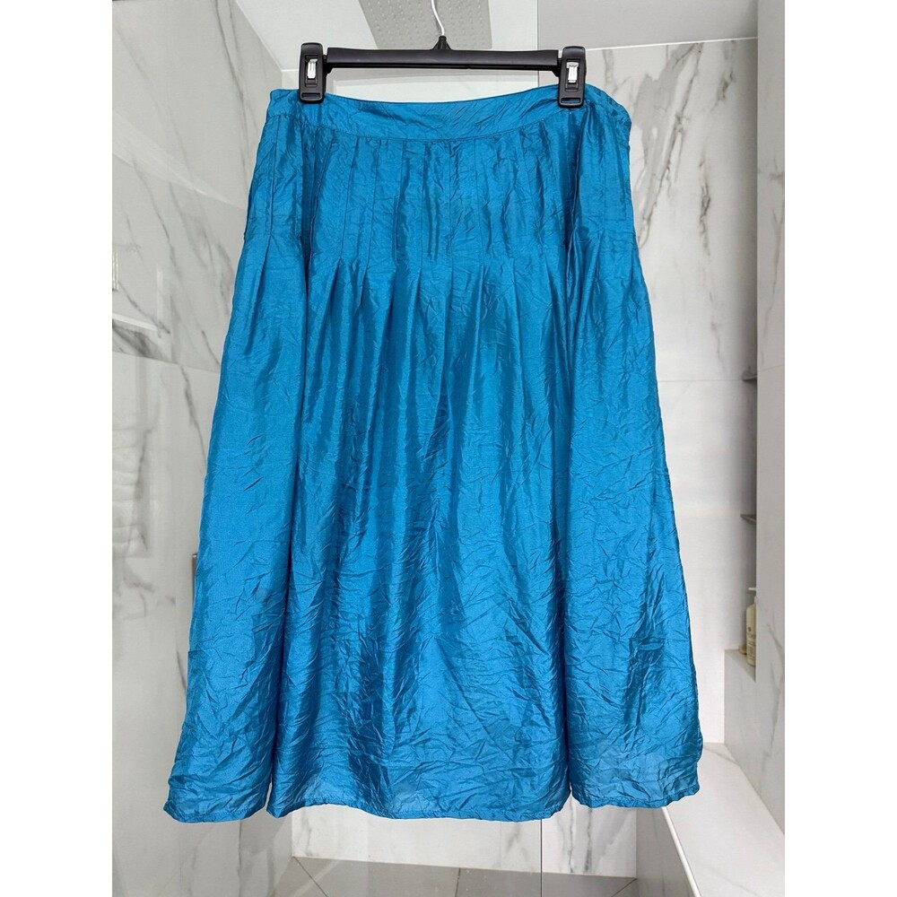 Silk Pleated Midi Skirt Sz 12